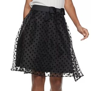 Elle Black Polka Dot A-Line Skirt